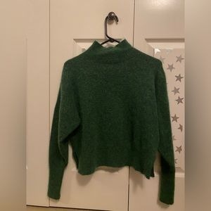 TOPSHOP green wool mock neck sweater